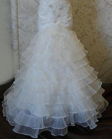 One shoulder little flower girl bridal gown