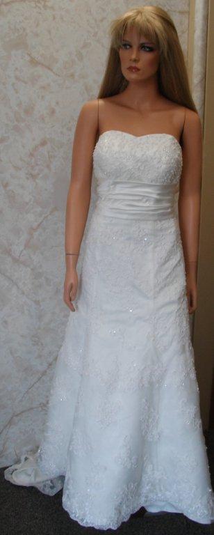 Strapless lace beaded wedding gown
