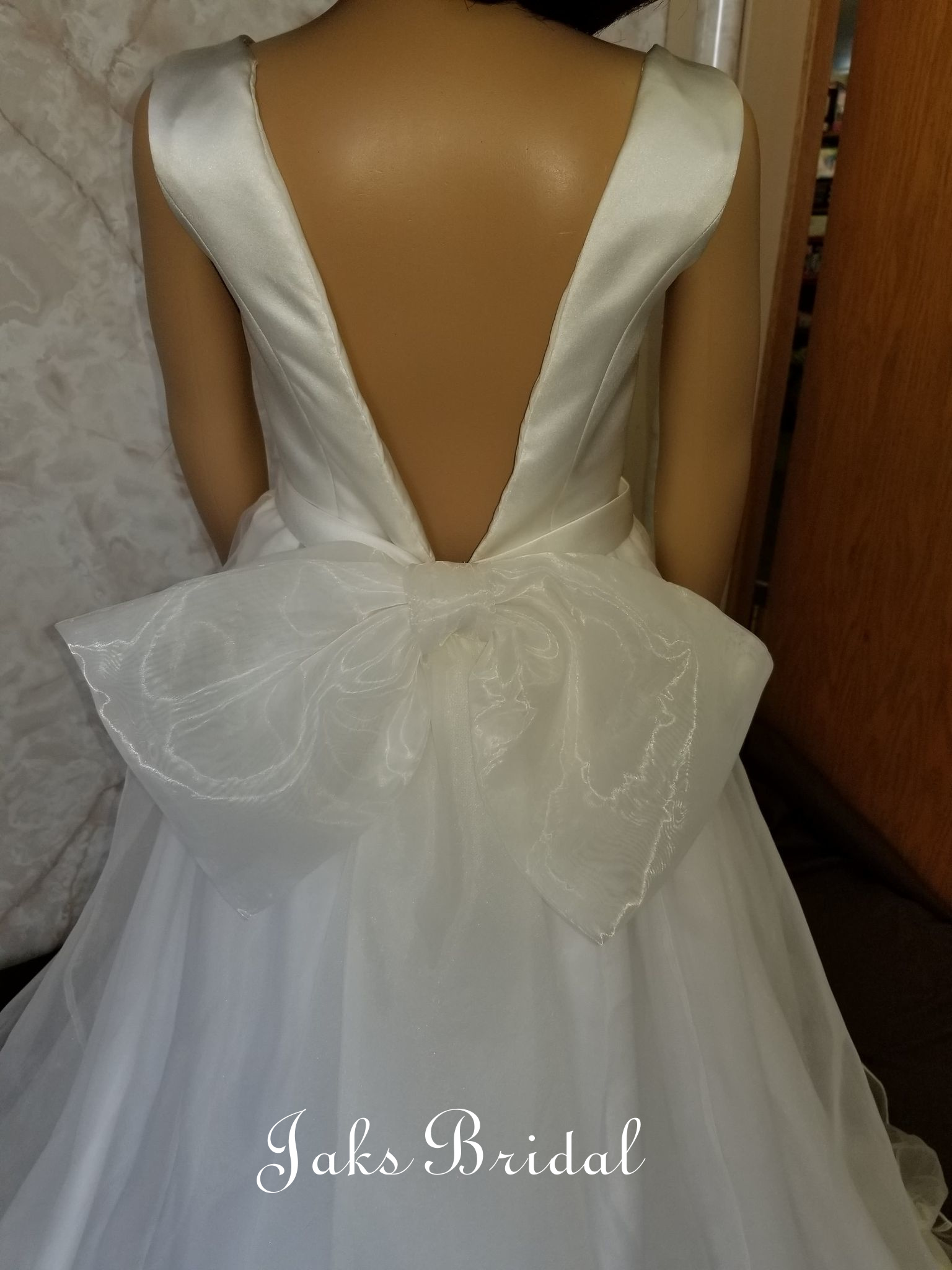 plunging back flower girl dress with back bow