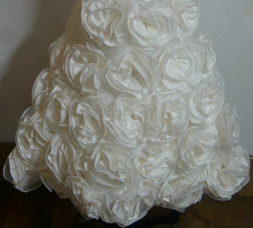 miniature bridal gown with rosette skirt