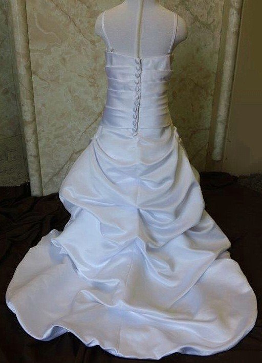 hand jeweled flower girl dress with train
