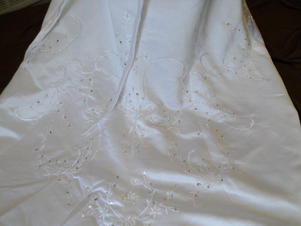 flower girl heavily embroidered dress and train 