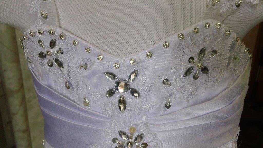 Lace and crystal flower girl dress