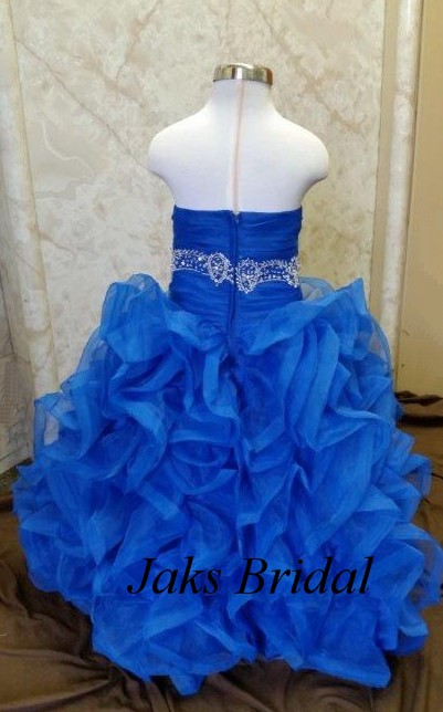 royal blue strapless flower girl dress