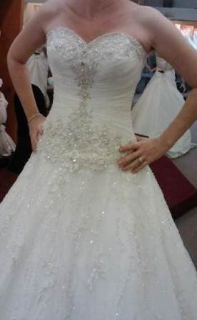 happy bride wants to match her dress to her daughters