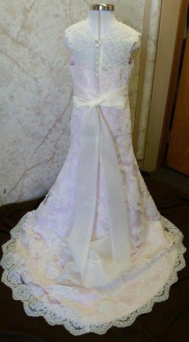 ivory pink mermaid flower girl dress