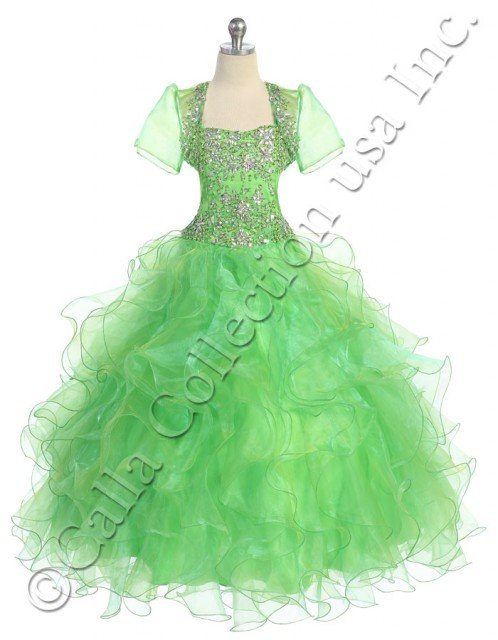 lime green girls pageant dress