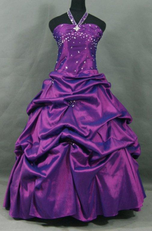 Purple pageant gowns.
