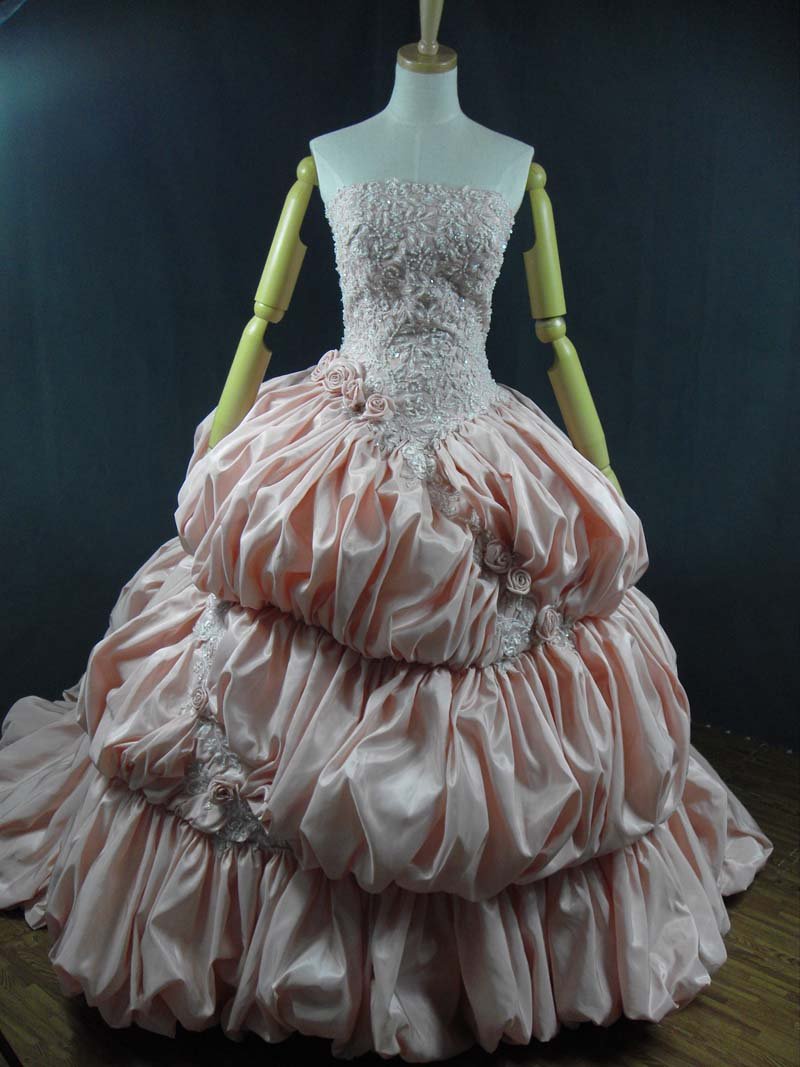 Pink pickup wedding dress ball gown