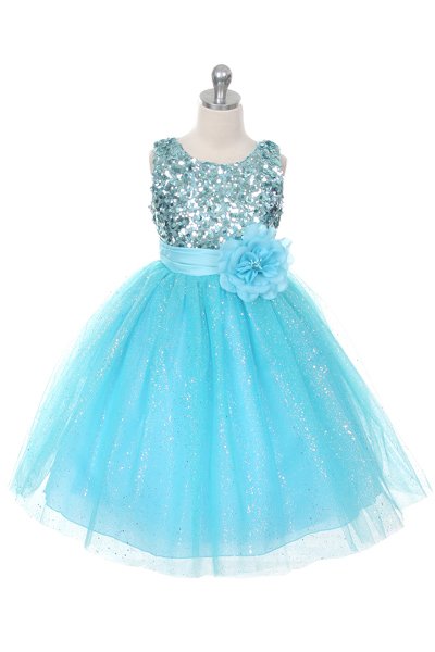 girls blue sequin dress