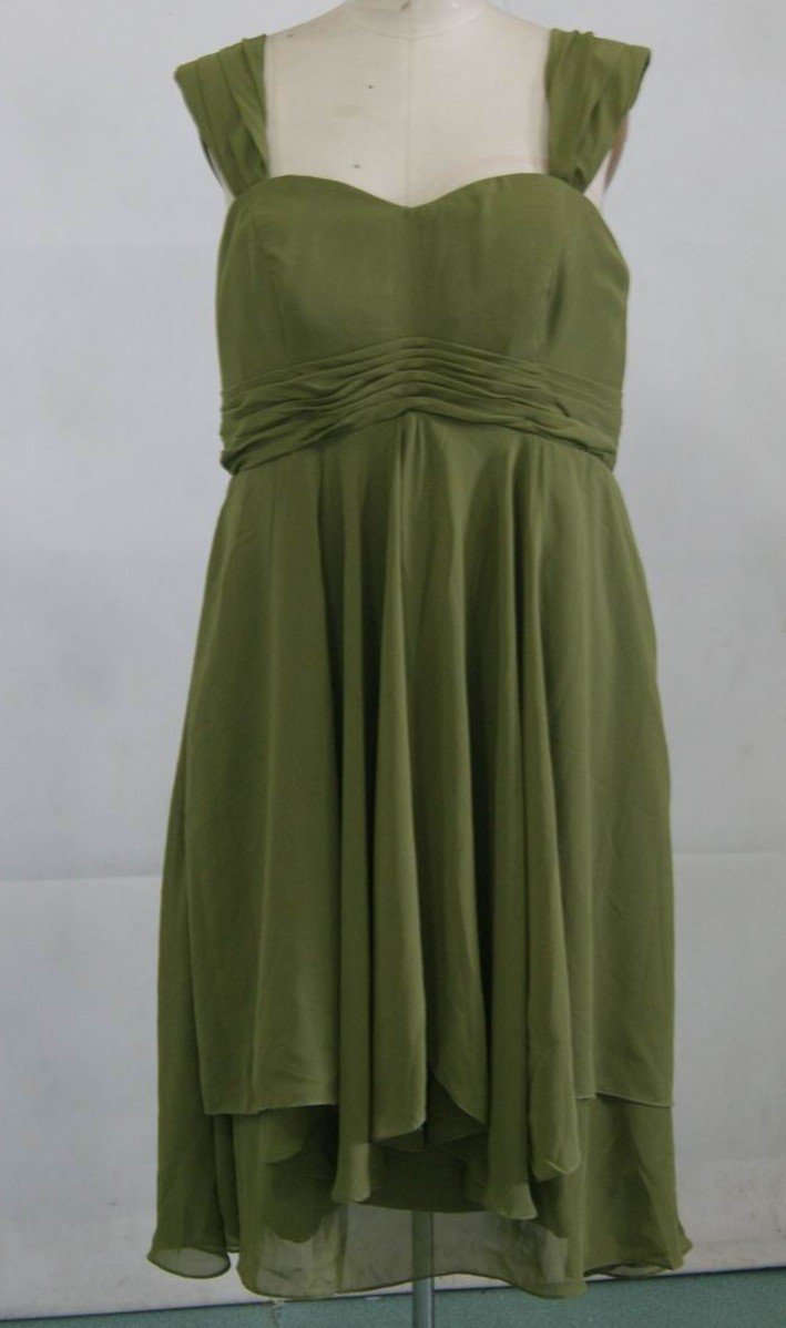 chiffon olive green bridesmaid dress