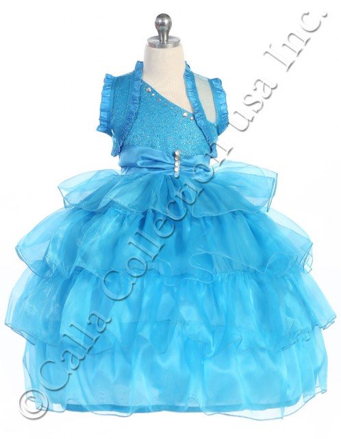 turquoise one sleeve pageant dress