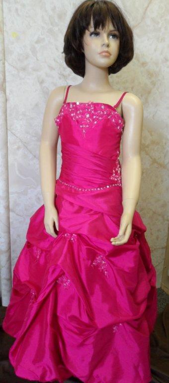fuchsia spaghetti strap pageant dress