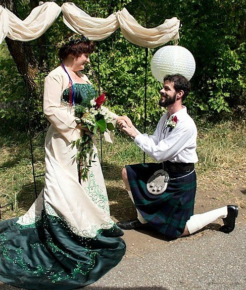 scottish green wedding dress
