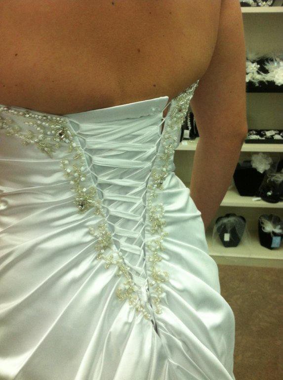 bridal gown and matching flower girl dress