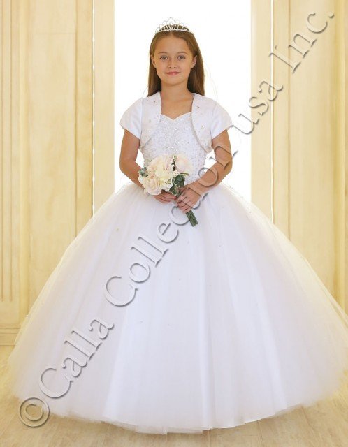 pearl beaded communion ball gown