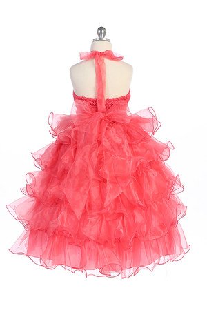 coral halter pageant dress