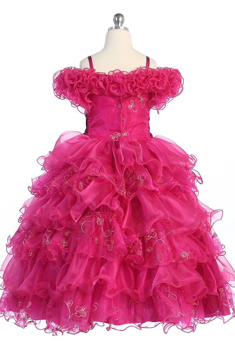 fuchsia kids pageant dress back