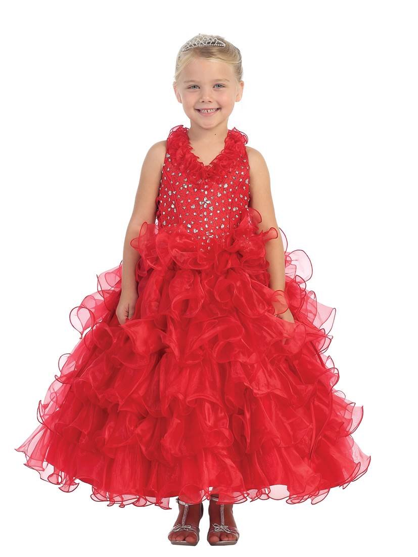 little girl ruffle skirt pageant gowns
