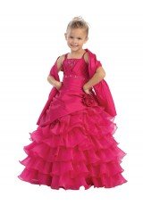girls fuchsia ruffle pageant gown