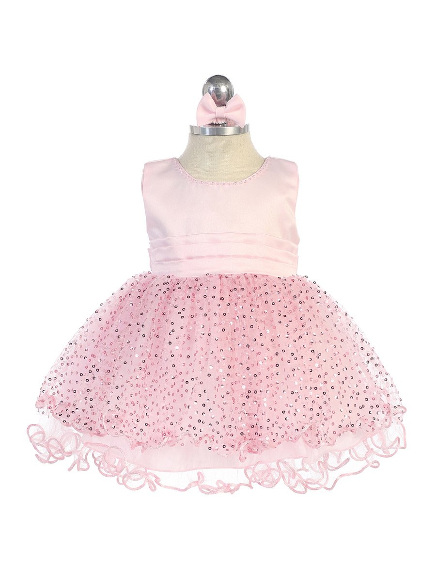 pink baby dress with sequin skirt