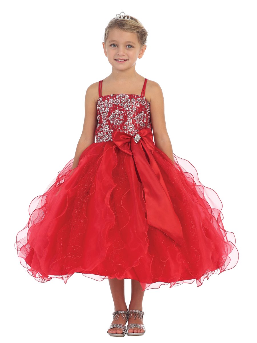 red glitter pageant dress