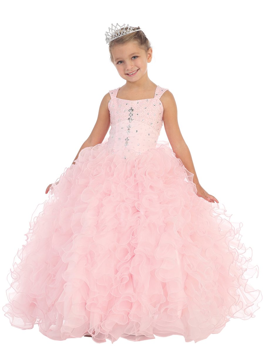 girls pink ruffle dress