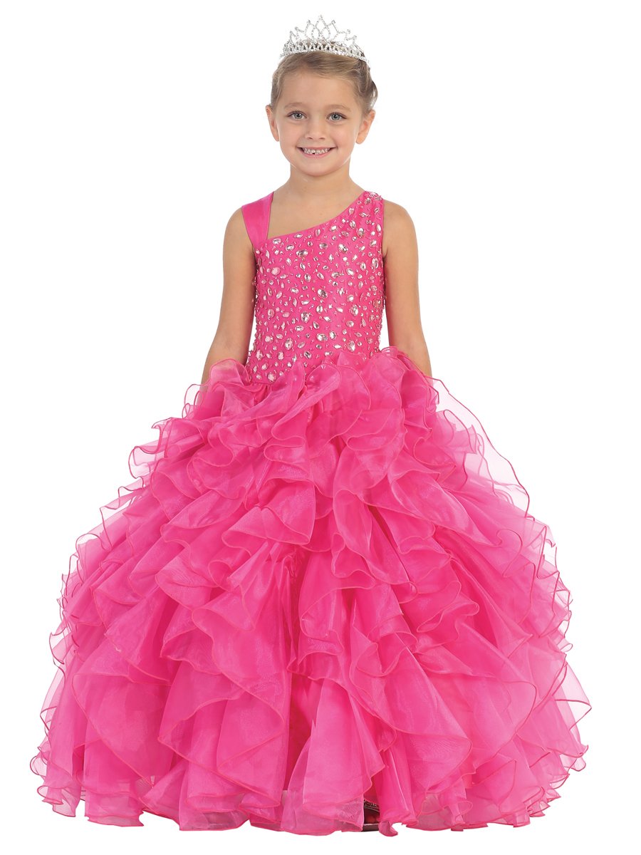 fuchsia girls pageant gowns