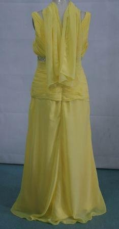 long yellow chiffon dress